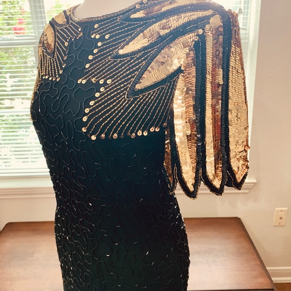 1980s Silk Hand-Beaded Cocktail Dress - Picture 4 of 12